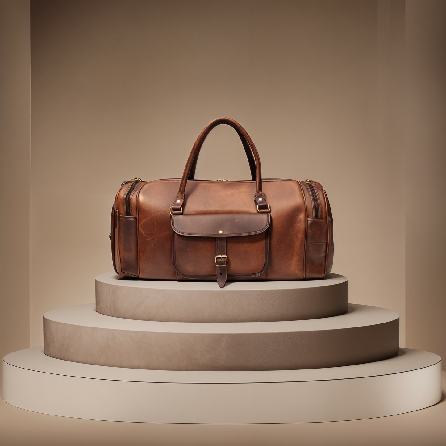 Real Leather Travel Duffel Bag