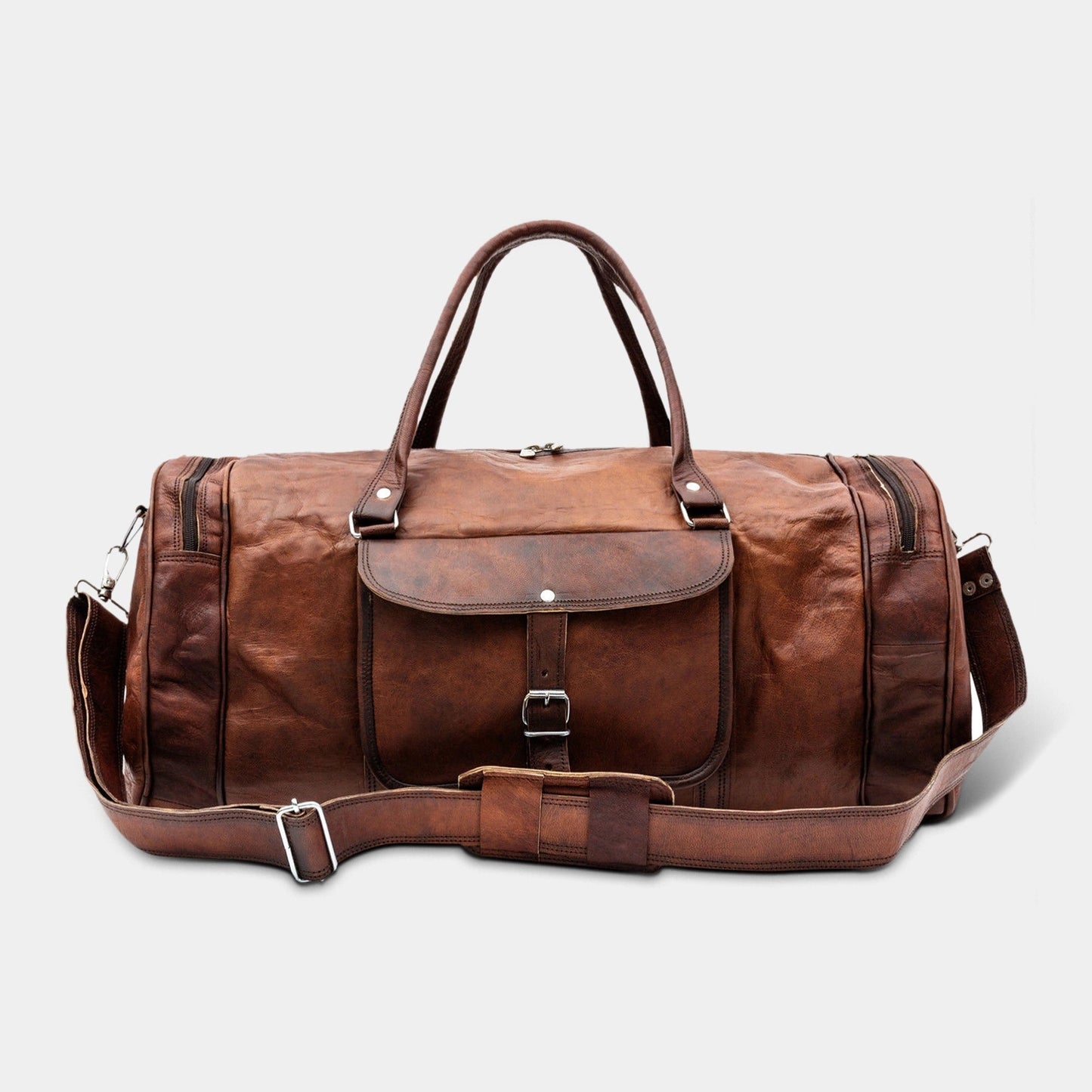 Real Leather Travel Duffel Bag