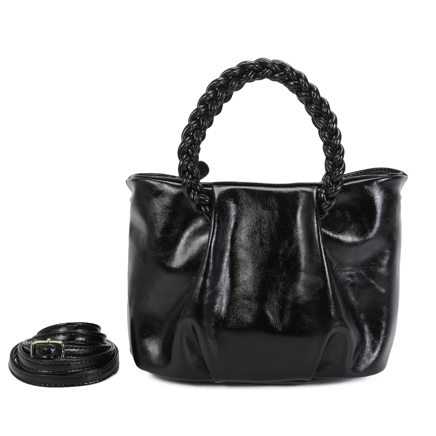 Handbag, Woven Handles, Removable Shoulder Strap